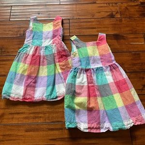 GAP Twin Set- Lot of two (2) twin girls multi colored plaid dresses, 4t